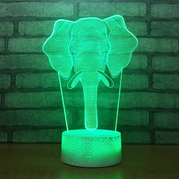 Slon 3D LED RGB Nočné Svetlo 7 Farieb Zmeniť Stôl Svetlo Akčné Figúrky 082 Chlapci Dievčatá Vianočné Hračky