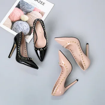 2019 nové dámske topánky na vysokom opätku klasické elegantné jednej topánky 12 cm plytký úst poukázal na móle topánky dámske svadobné topánky