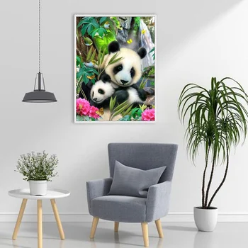 DIY Panda 5D Diamond Maľovanie na Plné Kolo Vŕtať Zvierat Cartoon Mozaiky Výšivky Cross Stitch Wall Art Domova