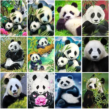 DIY Panda 5D Diamond Maľovanie na Plné Kolo Vŕtať Zvierat Cartoon Mozaiky Výšivky Cross Stitch Wall Art Domova