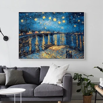 Klasických olejomalieb, Hviezdna Noc Impresionistického Umelec Van Gogh Stene Visia Obrázky, Plagáty a Tlač pre Obývacia Izba