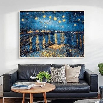 Klasických olejomalieb, Hviezdna Noc Impresionistického Umelec Van Gogh Stene Visia Obrázky, Plagáty a Tlač pre Obývacia Izba