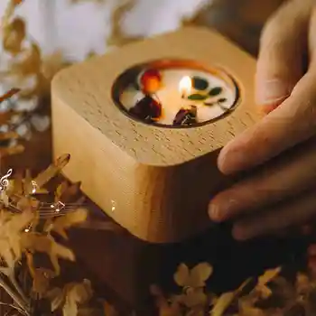 High-end námestie 18 tóny dreva music box s Vonné sviečky