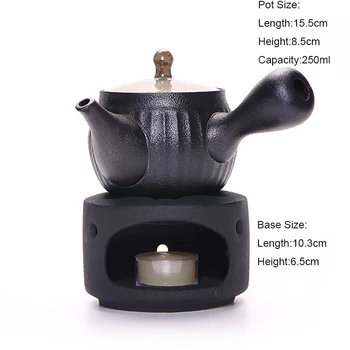 Japonský Štýl Vintage Čierna Keramické Teaware Sviečka Kúrenie Kanvica Teplejšie Základňu Kanvice Čaju Maker Čajový Obrad Príslušenstvo Čaj Nastaviť