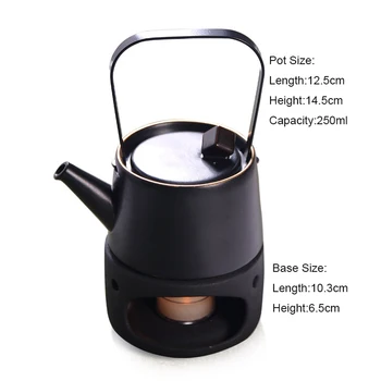 Japonský Štýl Vintage Čierna Keramické Teaware Sviečka Kúrenie Kanvica Teplejšie Základňu Kanvice Čaju Maker Čajový Obrad Príslušenstvo Čaj Nastaviť