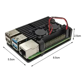 Najnovšie Raspberry Pi 4 Hliníkového šasi s Dual Chladiaci Ventilátor Kovovým plášťom Čierny Kryt pre RPI 4 Model B