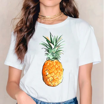 T-košele pre Ženy Tlač Lady, banány, Ananás, Akvarel Pláži Trend 90. rokov Módne Dámske Dámske Grafické T Top Shirt Ženský Čaj T-Shirt
