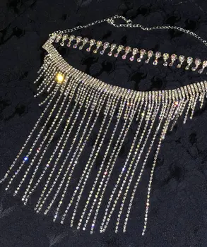 Strapce Náhrdelník Drahokamu Golier Strapec Choker Šatku Vyhlásenie Trendy Crystal Visieť Klubu Nosiť Strany Módne Šperky Pre Ženy