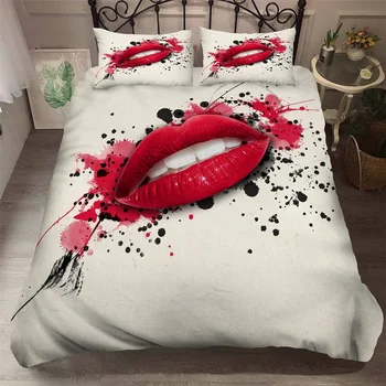 Červené Pery Láska posteľná bielizeň Kryt 3d Sexy Vytlačené Bielizeň Kryt obliečka na Vankúš Luxusné Mikrovlákna Dole Cumlík Kryt 2/3ks