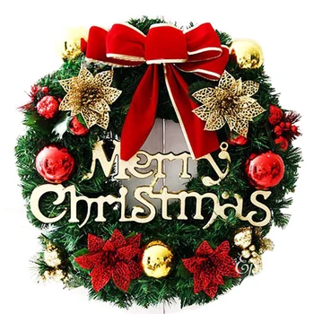 Vianočné Ozdoby 30 cm Vianočný Veniec Dverí Visí Okno Rekvizity Pozadí Vianočný Stromček Príslušenstvo--Zlato