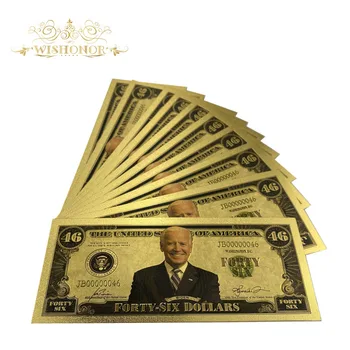 2021 je Nový Typ Amerike Biden Bankoviek 46 Dolárových Bankoviek v 24k Zlatom Falošné Peniaze Ako Obchodné Darček