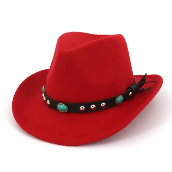 Western Kovbojský Klobúk pre Mužov, Ženy, zimné čiapky Vlnené teplý klobúk Vonkajšie módne jazz teplý klobúk 2020
