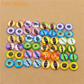 Julie Wang 1 Pár 35/40 mm Dragon Cat Eye Žiak Cabochons Flatback Kolo Sklo Náhrdelníky Náušnice, Šperky, Takže Príslušenstvo