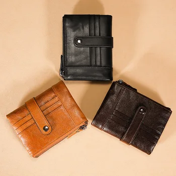 GROJITOO poklad RFID anti-theft kefa peňaženky originálne kožené krátke kabelka dvojité zips pánske peňaženky peňaženka