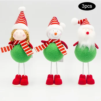 3ks/veľa Tvorivé Vianočné Ozdoby Dodávky Textílie Pena Santa Claus Snehuliak Bábika Vianočný Strom Decor Prívesok