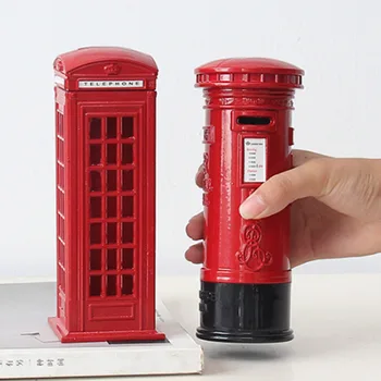 Kovové Červené Britská angličtina Londýne Telefónnej Búdky Banka Mince Banka Saving Bank Prasiatko Červené Telefónne Búdky Box 6x6x18cm