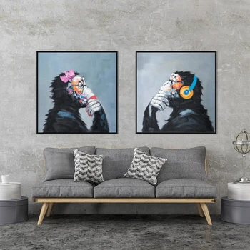 Veľkoplošné Plátno na Maľovanie na Stenu Umenie Obrázok Vytlačí Opice Pár na Plátno Bez Rámu Domova Stene Plagát Dekor pre Obývacia Izba