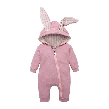 Baby Chlapci, Dievčatá Romper 3D Rabbit Bavlnené Mikiny Jumpsuit Novorodenca Cartoon Jeden Kus Zips Celkovo Dojčenské Oblečenie Oblečenie