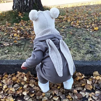 Baby Chlapci, Dievčatá Romper 3D Rabbit Bavlnené Mikiny Jumpsuit Novorodenca Cartoon Jeden Kus Zips Celkovo Dojčenské Oblečenie Oblečenie