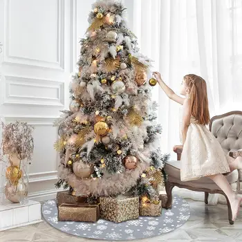 Kolo Snowflake Tvar Non Tkané Vianočný Strom Sukne Podlahe Koberec Vianočný Dekor Non Tkané Okrúhly Tvar Odolné Dekoráciami