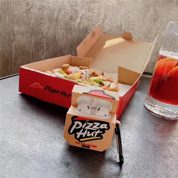 Pre airpods pro 3D NÁS Potravín pizza hut Cartoon Slúchadlá Slúchadlá, silikónové mäkké puzdro pre Apple airpods 1/2 Bezdrôtový Headset kryt