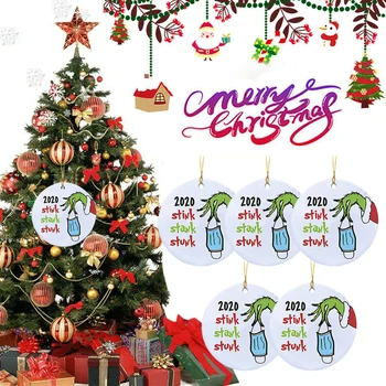 Keramické Grinch Kolo Prívesok Strane bočný Kryt Vzor Vianočné Závesné Dekor MDJ998
