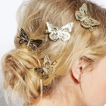 6pcs/12pcs Zlaté Motýle sponky do Vlasov pre Ženy Vlasy Barrette Stick Vlásenky Styling Vlasov Príslušenstvo pre Ženy, Dievčatá Heawear