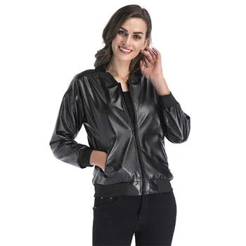 Faux kožené sako ženy black 2020 jar jeseň novej Európy a Ameriky módne krátke voľné zips vrecká kabát feminina JD788