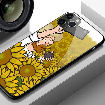 Roztomilý Vincent Van Gogh Galéria tvrdeného skla mäkké silikónové telefón puzdro pre iphone 6 6 7 8 Plus X XR XS 11 PRO MAX