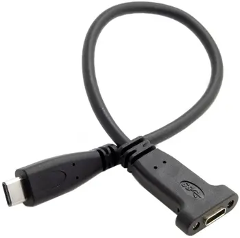 USB-C, USB 3.1 Typ C Mužov a Žien Údajov Predlžovací Kábel s Panel Mount dierou