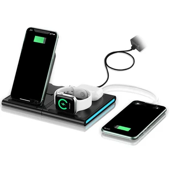 Bezdrôtový Nabíjací Stojan,4In1, Bezdrôtová nabíjacia Stanica,Rýchle Nabíjanie,pre Apple Hodinky Nabíjačku&/iPhone 12