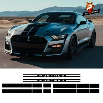 1 Sada Predná Zadná Kapota Strechy batožinového priestoru Grafické Odtlačkový Bočné Dvere Rocker Panel Pruhy Nastaviť Nálepky na Ford Mustang-2017