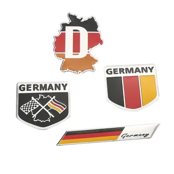 5 cm x 5 cm 3D Nemecko Vlajka Hliníkovej zliatiny Odznak Štít Deutsch Auto Tvorivé Kovové Nálepky Odtlačkový Dekor Steip-typ Znak