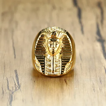 DOYUBO Mužov Zlatá Farba Nehrdzavejúcej Ocele, Prstene S Egyptom Faraóna Vzor Kvalitné Mužskej Krúžky Pre Strany Módne Šperky DA064