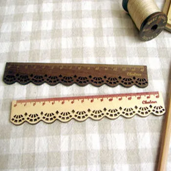3ks zakka remesiel vintage sladké čipky drevené pravítko študent papiernictvo pravítko drevené pravítko