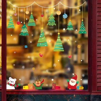 Vianočný strom dekorácie na stenu-nálepky Nový Rok Jarný Festival stylistom, sklenené dekorácie-nálepky