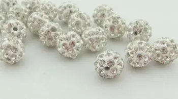 8 mm 100ks/veľa LOPTU hrh4 biele Korálky náramok, náhrdelník, takže zistenia Drahokamu disco ball Dištančné crystal