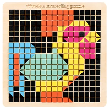370Pcs Drevené Mozaiky, Puzzle Tvar Vzor Bloky s 8 Farbami Pixel Dosková Hra Kmeňových Hračky Darček pre Deti