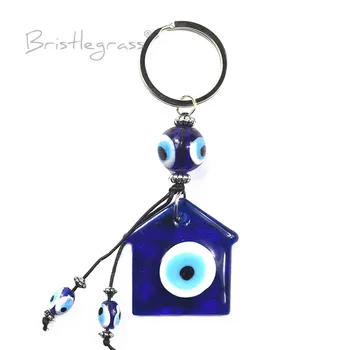 BRISTLEGRASS tureckej Modrej Zlým Okom Dom Keychain Auto Kľúč Reťazca Krúžok Držiak Amulet Lucky Charm Prívesky Požehnanie, Ochranu Darček