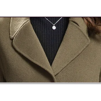 V zime teplé vlnené sako č obojstranné cashmere vlnené Kabát Módne vetrovka ženy outwear Práce Lady Úrad Dlhé Kabáty 5XL