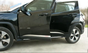 Lapetus Auto Tvarovanie Bočných Dverí Tela, Tvarovanie Dekorácie Pásy Kryt Trim 4 Ks Vhodné Na Jeep Compass 2017 - 2020 Nehrdzavejúcej Ocele