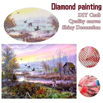 5D Diamond Maľba Krajiny Vodopád DIY Námestie Diamond Výšivky Cross Stitch Maľovanie Mozaiky Drahokamu Obrázok Dekorácie