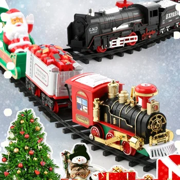 Elektrické Vianočné Koľajového Vozidla Vlakovej súpravy Hračiek so Svetlom a Zvukom Hangable Vianočné Dekorácie, Hračky pre Vianočný Stromček