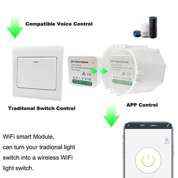 Tuya Smart Istič Automatizácie WiFi Prepínač Interruptor Modul Smart Switch Modul Pracuje s Alexa Amazon, Google Smart