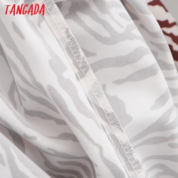 Tangada 2021 Módne Ženy Leopard Tlač Voľné Tričko Šaty s Dlhým Rukávom High Street Dámy Midi Šaty 2F161