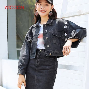 2021 Jeseň Denim Jacket pre Ženy kórejský Voľné Jean Kabát Jar BF Vintage Bombardér Bunda Bežné Mujer Bundy