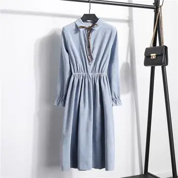 Oblečenie OWLPRINCESS 2020 Nový Štýl pre Jeseň a Zima Klope Single-Breasted Pás Objímanie Obyčajný Šaty