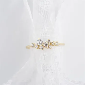 Vagzeb Elegantná Zirkón Kameň Prst Prsteň Zlatý Vyplnené Stohovateľné Zásnubné Prstene Módne Svadobné Pásma Pre Ženy Minimalistický Šperky