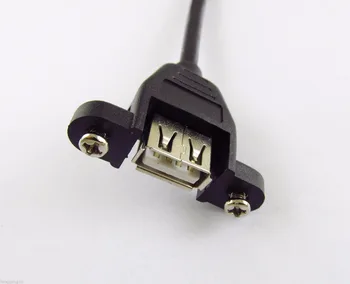 10pcs USB 2.0 A Samec Na USB Žena Panel Mount Adaptér Predĺženie Kábla Skrutku Lock 0,5 m