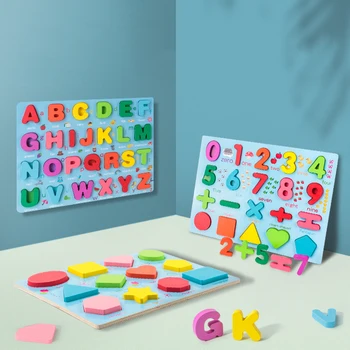 Detská Drevená Montessori Hračky Digitálne Abecedy Tvar Zodpovedajúce Matematika Puzzle Začiatku Predškolského Vzdelávania, Vzdelávacie Hračky Pre Deti,